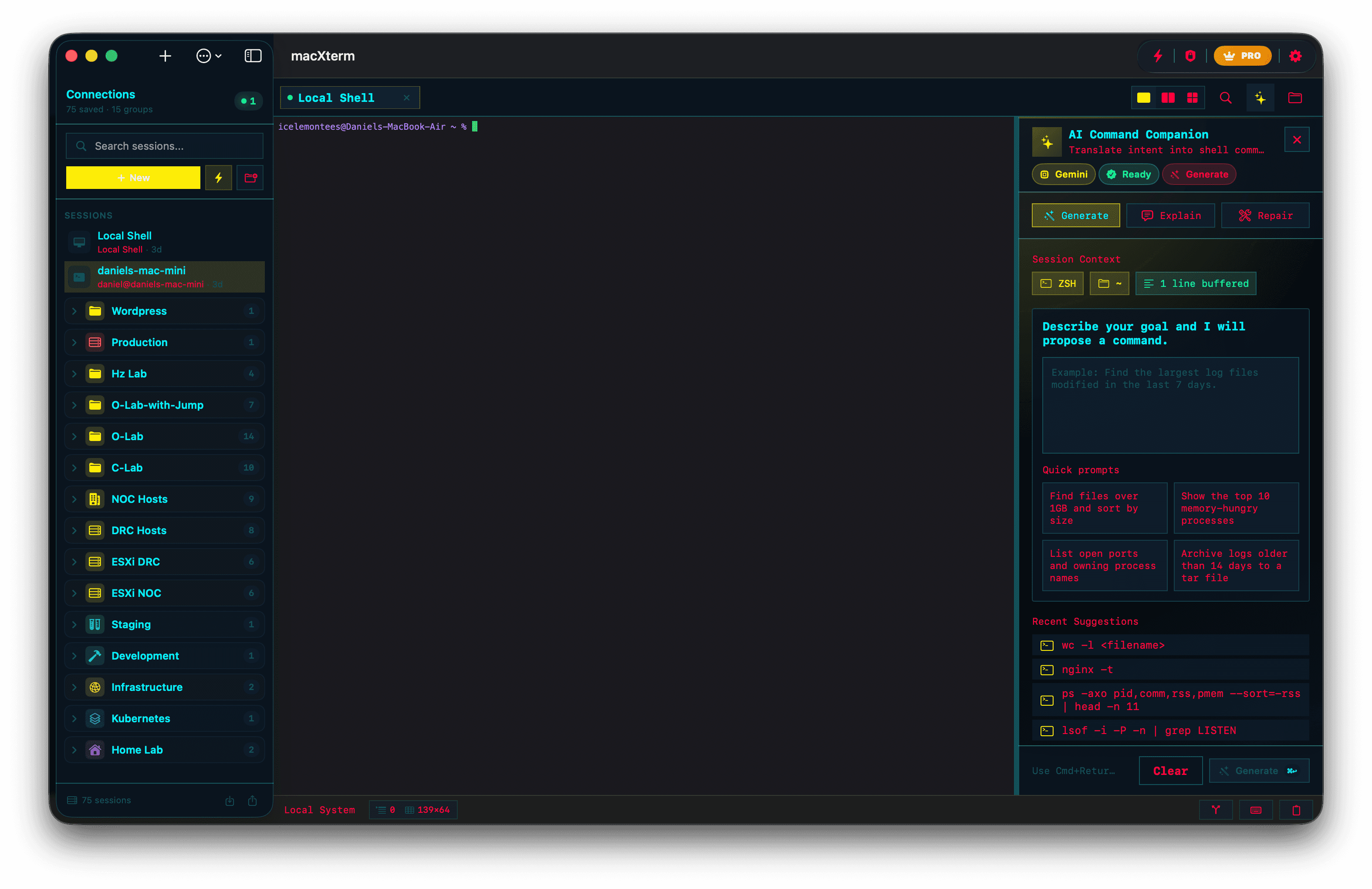 AI terminal assistant in macXterm for command generation and shell troubleshooting